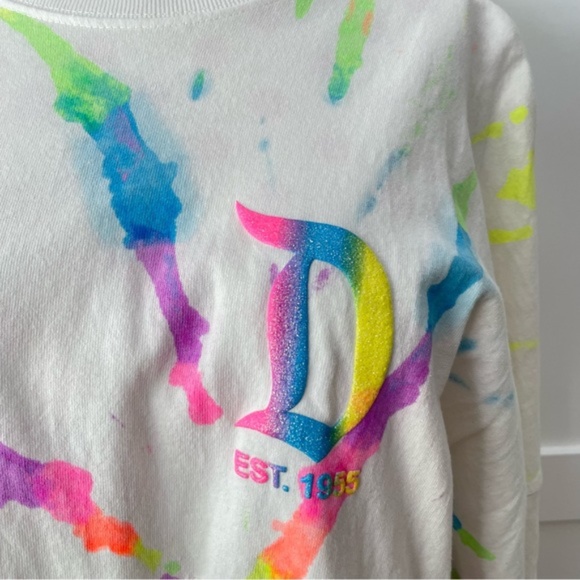 SOLD - Spirit Jersey Disney Tie Dye Neon Rainbow Splatter Shirt Medium Unisex - Picture 3 of 8